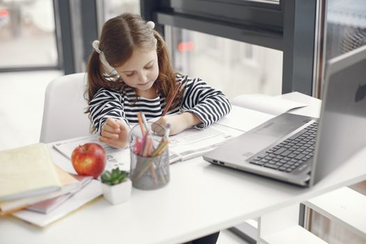 child studying